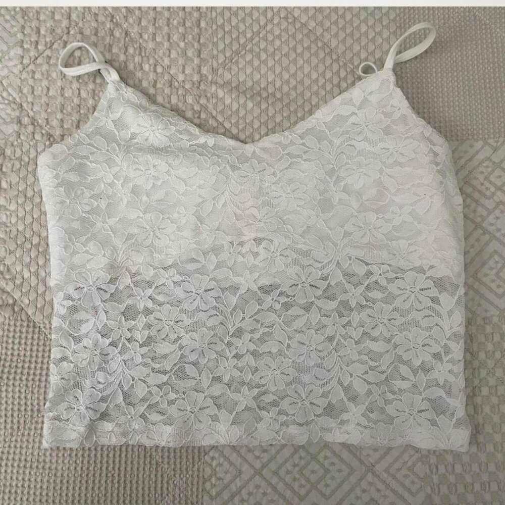 Hollister White lace tank top